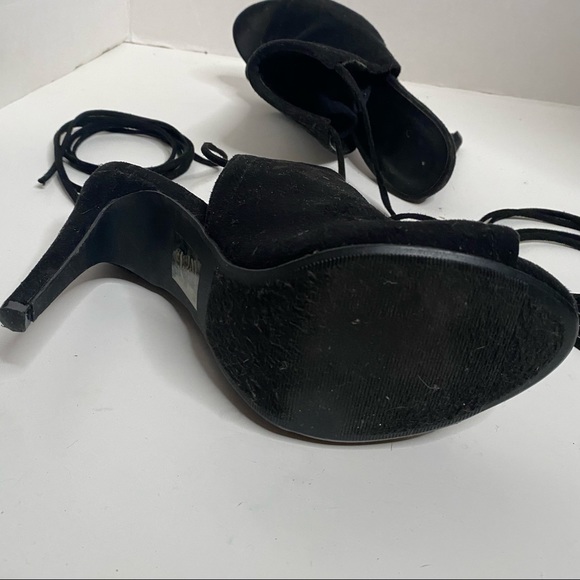 Black Suede Lace Up Mules - Picture 2 of 6